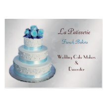 silver aqua Wedding Cakemakers business Cards