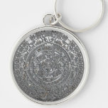 Silver Aztec Calendar Key Chain