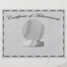 Silver Baseball Certificate of Achievement Flyer