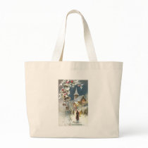 Silver Bells and Church Vintage Christmas Bag