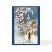 Silver Bells and Church Vintage Christmas Cards