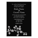 Silver & black Cherry Blossom Elegant Wedding 5x7 Custom Invitation