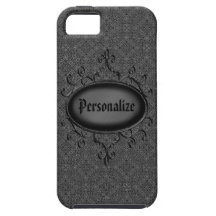 Silver & Black Damask Personalized iPhone 5 Case