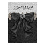 Silver Black Damask RSVP Personalized Invite