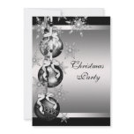 Silver Black White Snowflakes Christmas Party Custom Invitations