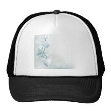 Silver blue snowflake Christmas bauble background Mesh Hats