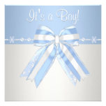 Silver Blue Snowflakes Baby Boy Shower Invitations