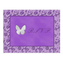 Silver Butterfly on Purple R.S.V.P. Postcard