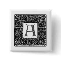 Silver Celtic "A" Monogram Button