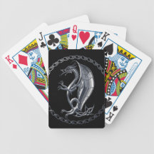 Silver Celtic Dragon Bicycle Poker Cards