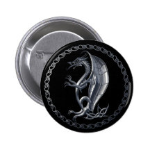 Silver Celtic Dragon Button