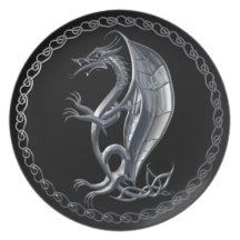 Silver Celtic Dragon Dinner Plate