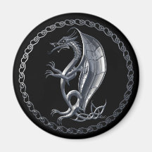 Silver Celtic Dragon Magnet