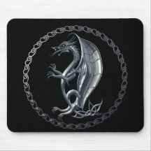 Silver Celtic Dragon Mousepads