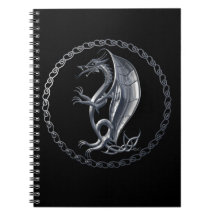 Silver Celtic Dragon Spiral Note Book
