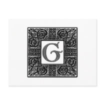 Silver Celtic "G" Monogram Postcard