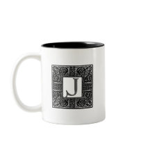 Silver Celtic "J" Monogram Mug