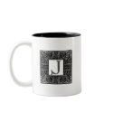 Silver Celtic "J" Monogram mugs