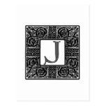 Silver Celtic "J" Monogram Post Card