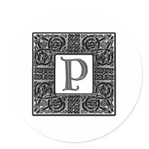 Silver Celtic "P" Monogram Sticker