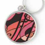 Silver Charm Keychain Pink Swirl Design