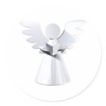 Silver Christmas angel Round Sticker