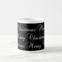 Silver Christmas On Black Mug