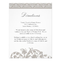 Silver Cloud Damask Wedding Direction Card invitations