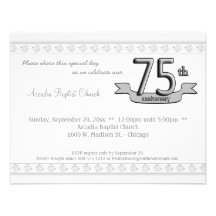 Silver Damask 75th Anniversary Celebration Invite