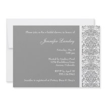 Silver Damask Bridal Shower Invitation