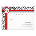 Silver Damask Side Borders Red Trim Wedding Custom Invites