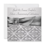 Silver Damask Silver 25th Anniversary Party Custom Announcements