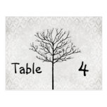 Silver Damask Tree Table Number Cards Post Card