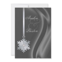 Silver Diamond Snowflake Silver Silk Invitation