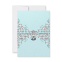 Silver Diamonds Teal Blue RSVP Party Template