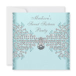 Silver Diamonds Teal Blue Sweet 16 Birthday Party