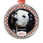 Silver Dog Paws My First Christmas Photo Ornaments