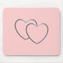 Silver Double Hearts Mouse Pad