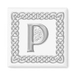 Silver Effect Celtic Knot Monogram Letter P Fridge Magnet