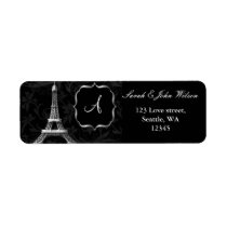 silver Eiffel tower French Wedding Return Address Labels