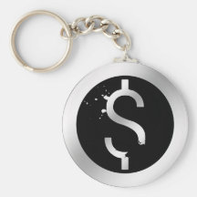SILVER ERODED DOLLAR SIGN KEYCHAIN