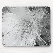 Silver Etched Cactus Flower Mouse Pads
