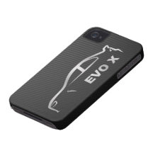 Silver Evo X Silhouette Logo iPhone 4 Cases