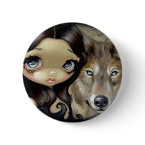 "Silver Eyed Wolf" Button