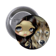 "Silver Eyed Wolf" Button