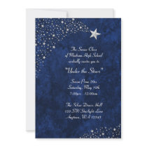 Silver Falling Stars Blue Prom Formal Invitations