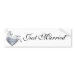 Silver Filigree Heart & White Roses bumper stickers