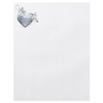 Silver Filigree Heart & White Roses
