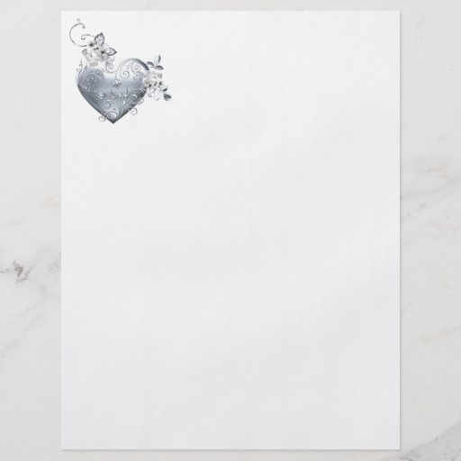 Silver Filigree Heart & White Roses Full Colour Flyer