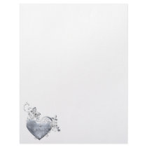 Silver Filigree Heart & White Roses